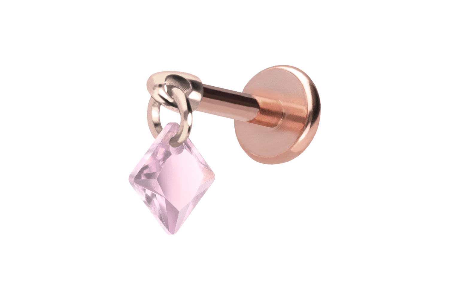 Titan Labret Piercing mit Push Fit KRISTALLQUADRAT